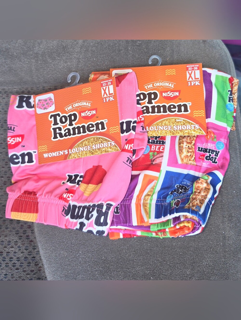 2prs Top Ramen Women's Lounge Shorts in Pink & Multicolor - XL (33-35) NWT